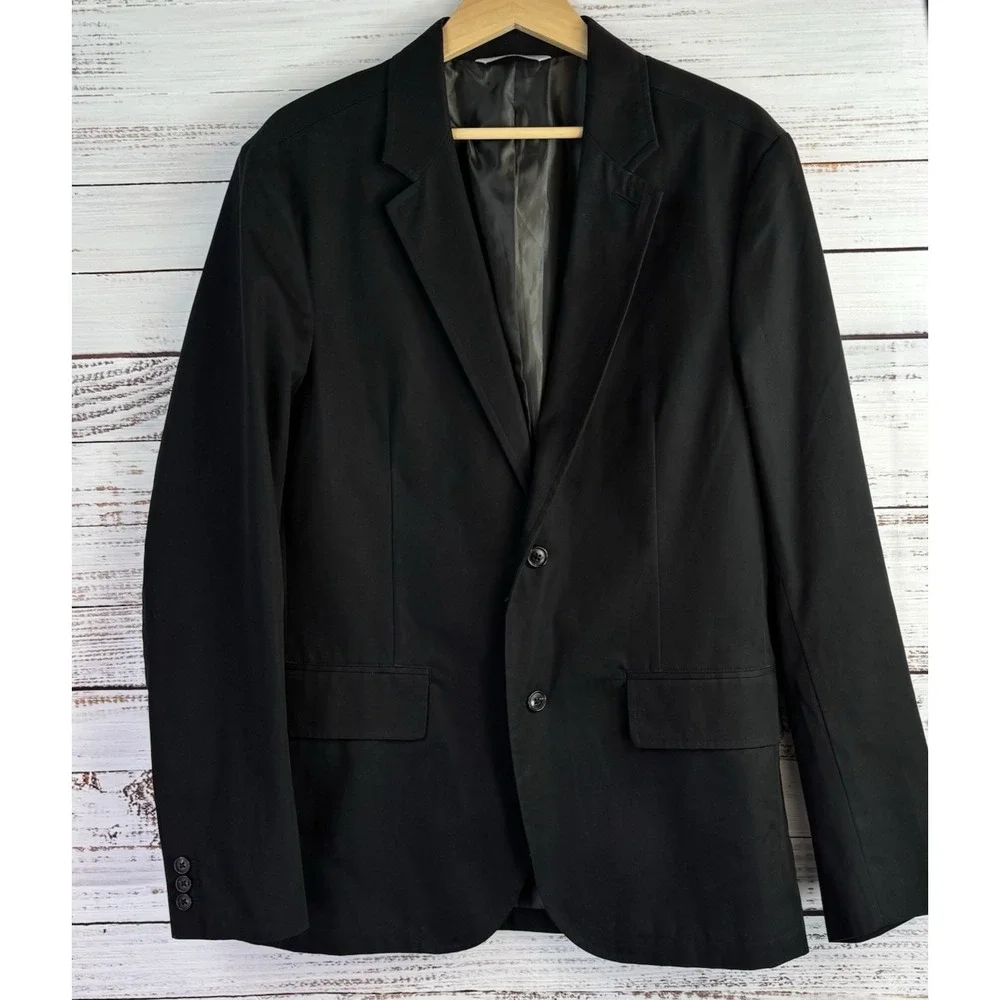 Y2K Gap Casual Blazer M 100% Cotton Black Sport Coat Jacket Timeless Preppy